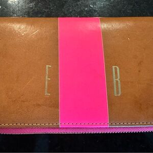 Clare V Brown and Pink Leather Wallet with Bold Accent
